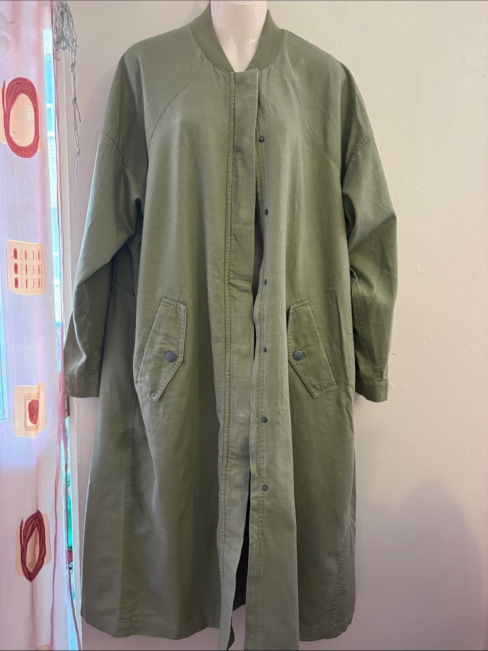 Dex Olive Green Long Utility Jacket. Cotton. TENCEL - Picture 1 of 10